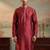 Mens maroon jacquard woven design straight kurta
