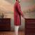 Mens maroon jacquard woven design straight kurta