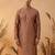 Mens brown jacquard woven design straight kurta