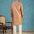 Mens brown jacquard woven design straight kurta