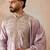 Men lavender zari embroidered silk blend kurta with dupatta