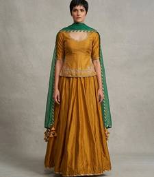 Mustard Yellow Dupion Silk Lehenga Set