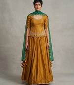 Mustard Yellow Dupion Silk Lehenga Set
