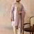Men lavender zari embroidered silk blend kurta with dupatta