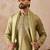 Men green zari embroidered silk blend kurta with dupatta