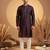 Mens purple silk blend woven design straight kurta with trouser