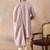 Men lavender zari embroidered silk blend kurta with dupatta