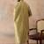 Men green zari embroidered silk blend kurta with dupatta