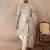 Men grey silk blend embroidered ethnic kurta with dupatta