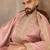 Men pink zari embroidered silk blend kurta with dupatta