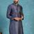 Mens blue jacquard woven design straight kurta with trouser