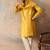 Mens yellow silk blend solid embroidered kurta with dupatta