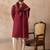 Mens maroon silk blend solid embroidered kurta with dupatta