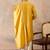 Mens yellow silk blend solid embroidered kurta with dupatta