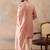 Men pink zari embroidered silk blend kurta with dupatta