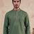 Mens green silk blend solid emboidered sequins kurta with trouser