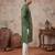 Mens green silk blend solid emboidered sequins kurta with trouser