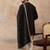 Mens black silk blend solid embroidered kurta with dupatta