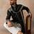 Mens black silk blend solid embroidered kurta with dupatta