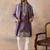 Mens lavender silk blend solid embroidered kurta with dupatta