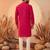 Mens pink silk blend solid emboidered straight kurta with trouser