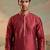 Mens maroon jacquard woven design straight kurta with trouser