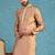 Mens brown jacquard woven design straight kurta with trouser