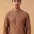 Mens brown jacquard woven design straight kurta with trouser