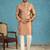 Mens brown jacquard woven design straight kurta with trouser
