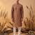 Mens brown jacquard woven design straight kurta with trouser