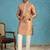 Mens brown jacquard woven design straight kurta with trouser