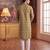 Mens green silk blend ethnic motifs ikat printed kurta with trouser