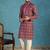 Mens purple silk blend ethnic motifs ikat printed kurta with trouser