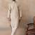 Mens peach linen blend geometric woven design kurta with trouser
