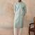 Mens green linen blend geometric woven design kurta with trouser