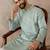Mens green linen blend geometric woven design kurta with trouser