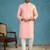 Mens pink jacquard ethnic motifs woven design kurta with trouser