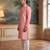 Mens pink jacquard ethnic motifs woven design kurta with trouser