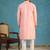 Mens pink jacquard ethnic motifs woven design kurta with trouser