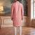 Mens pink jacquard ethnic motifs woven design kurta with trouser