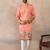 Men orange silk blend ethnic motifs printed straight kurta with trousers
