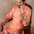 Men orange silk blend ethnic motifs printed straight kurta with trousers