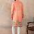 Men orange silk blend ethnic motifs printed straight kurta with trousers
