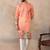 Men orange silk blend ethnic motifs printed straight kurta with trousers
