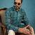 Mens sea green silk blend ethnic motifs ikat printed kurta