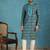 Mens sea green silk blend ethnic motifs ikat printed kurta