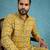 Mens green silk blend ethnic motifs ikat printed kurta