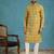 Mens green silk blend ethnic motifs ikat printed kurta