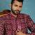 Mens purple silk blend ethnic motifs ikat printed kurta