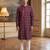 Mens purple silk blend ethnic motifs ikat printed kurta